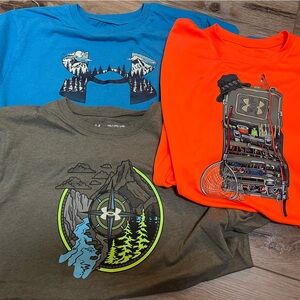 Under Armour Kids Tees - Neon Orange, Olive Green, Sky Blue